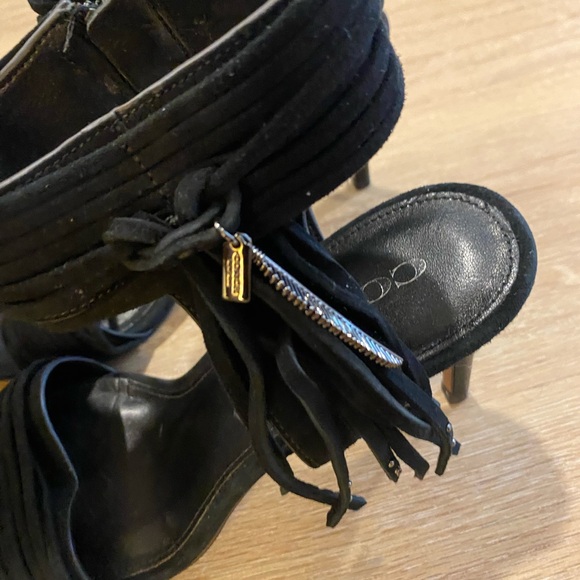 Coach Harvey Lux Suede Black Dress Heels - Picture 2 of 6